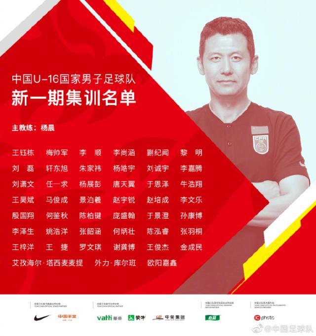 百家乐-足协公布U16国少45人集训名单 杨晨挂帅海埂集训